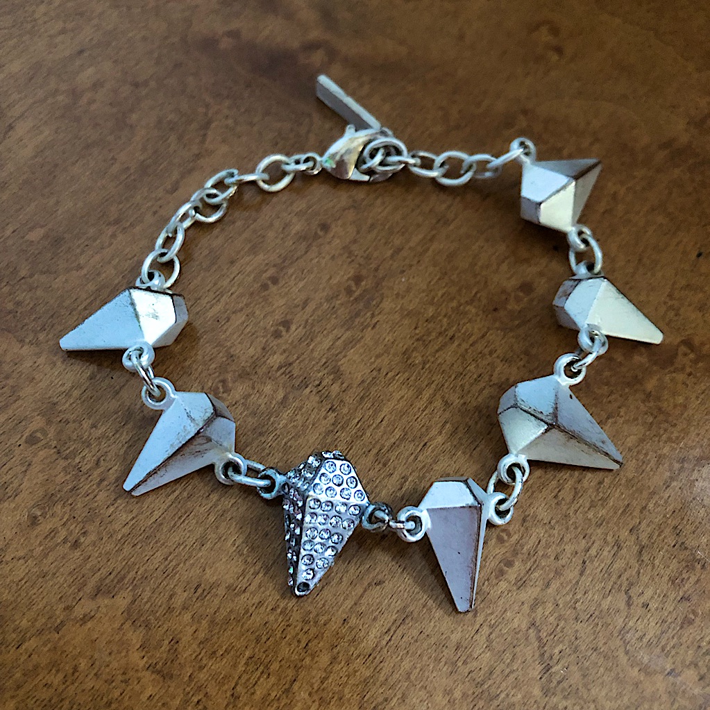 Rare 90s Y2k Jewelmint Briolette Kite Shaped Silver Plated Bracelet 12$